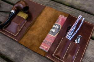 Personalized Leather Pipe Pouch/Pipe Roll - Brown-Galen Leather