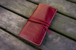 Personalized Leather Pipe Pouch/Pipe Roll - Red-Galen Leather