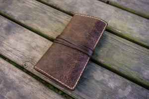 Personalized Leather Pipe Pouch/Pipe Roll - Rustic Dark Brown-Galen Leather