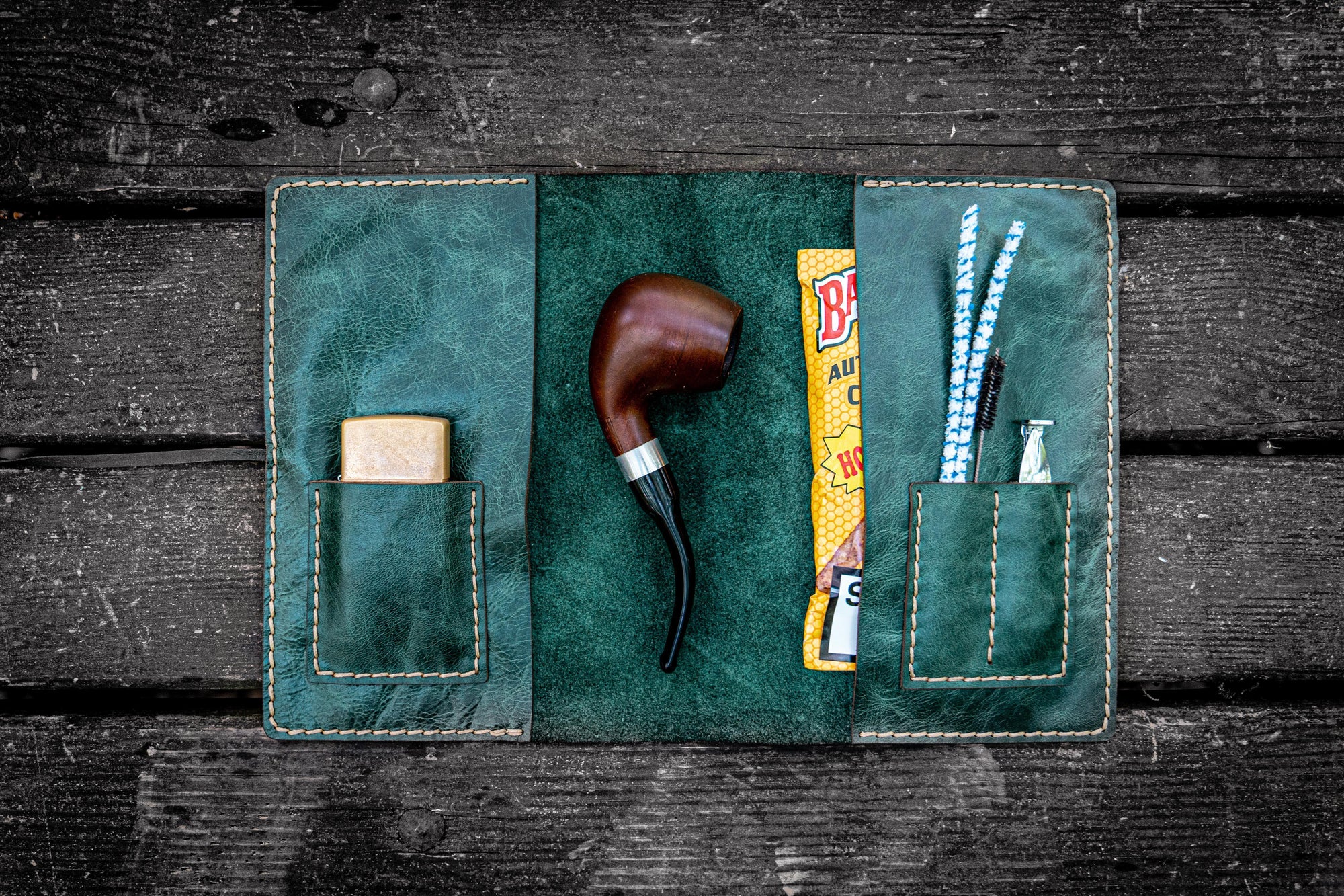 Leather Satin-Lined Pipe Tobacco Pouch