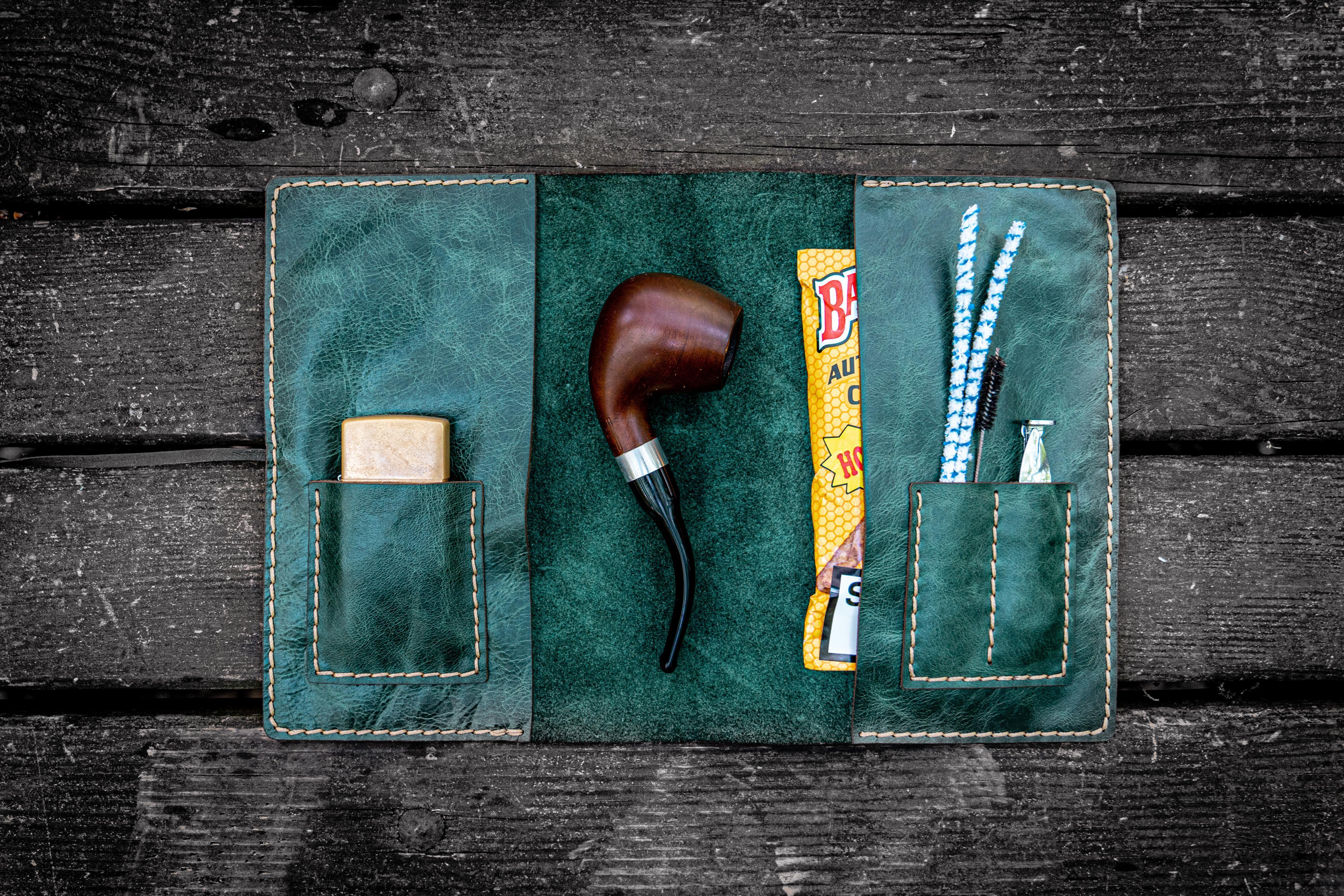 Personalized Leather Pipe Pouch/Pipe Roll Brown Galen Leather