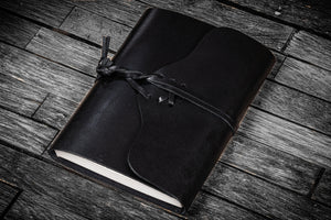 Refillable Leather Wrap Journal / Planner Cover - Black-Galen Leather