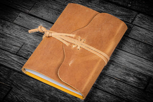 Refillable Leather Wrap Journal / Planner Cover - Crazy Horse Honey Ochre-Galen Leather