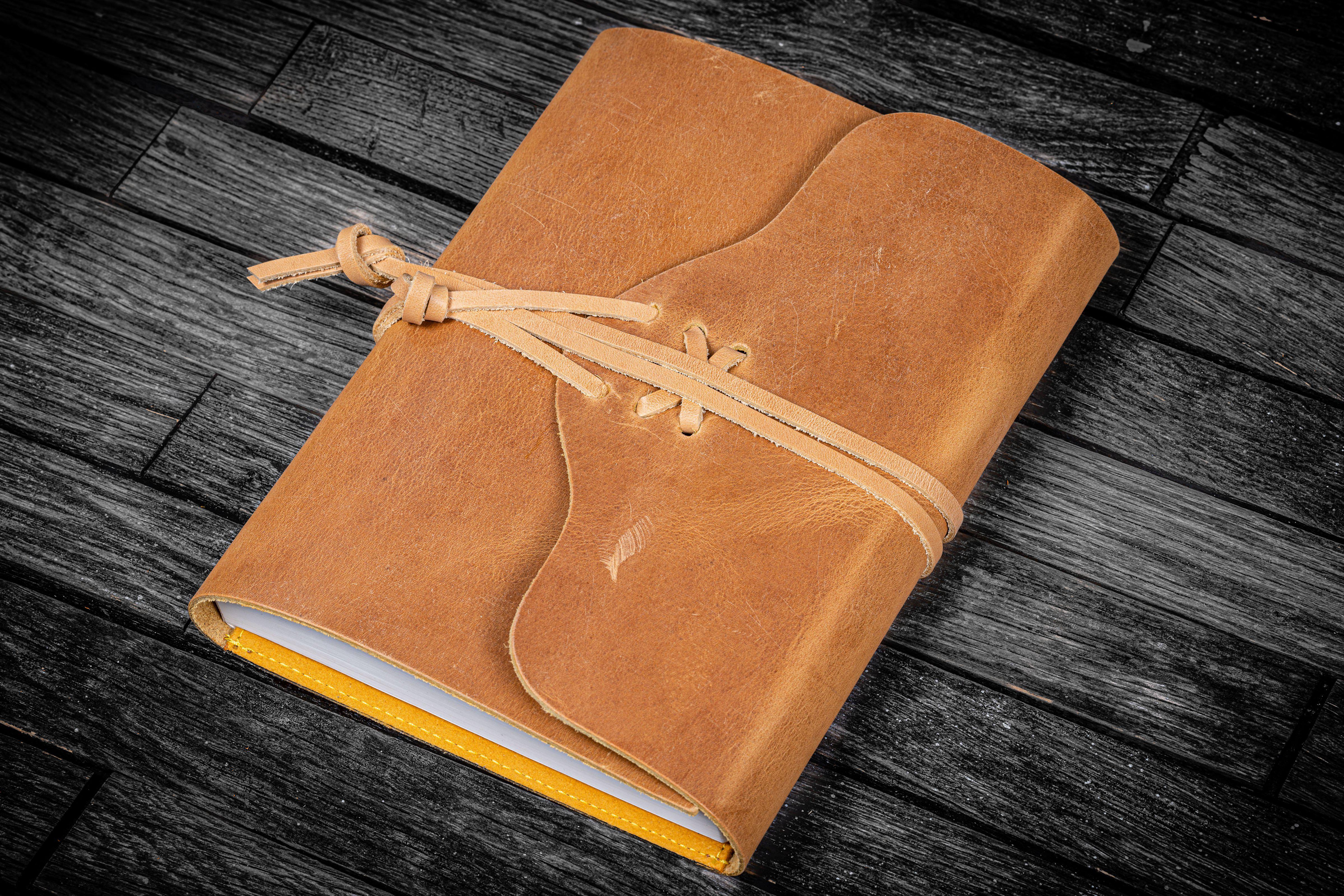 Refillable Leather Wrap Journal/Planner Cover - Honey Ochre Color