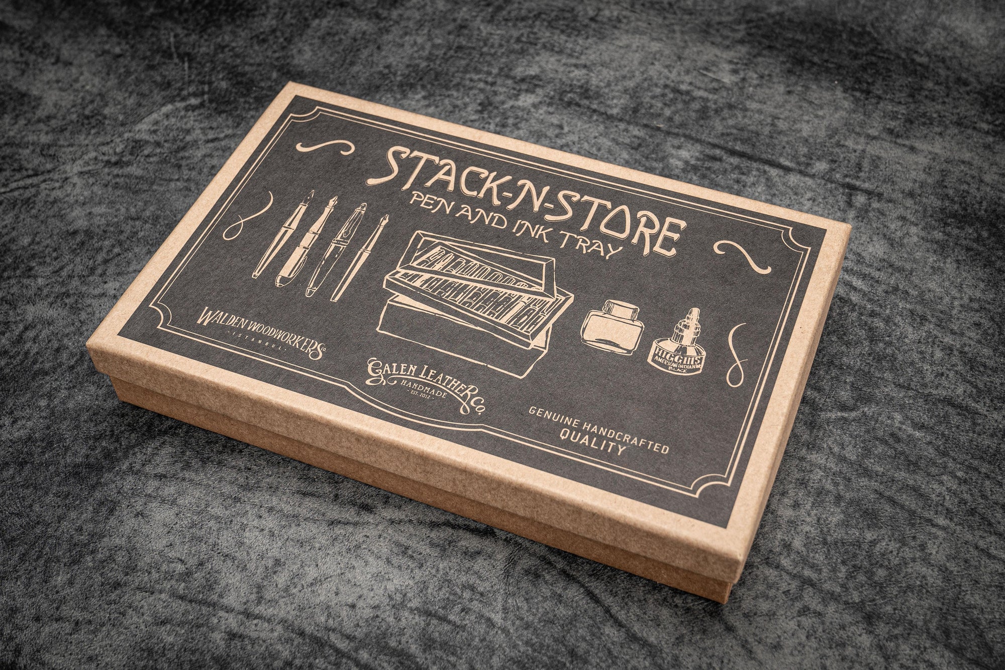 工芸品 STACK-N-STORE WOOD PEN AND INK STRAGE Stack & Store Empty Wooden Pen Storage Box | Galen Leather