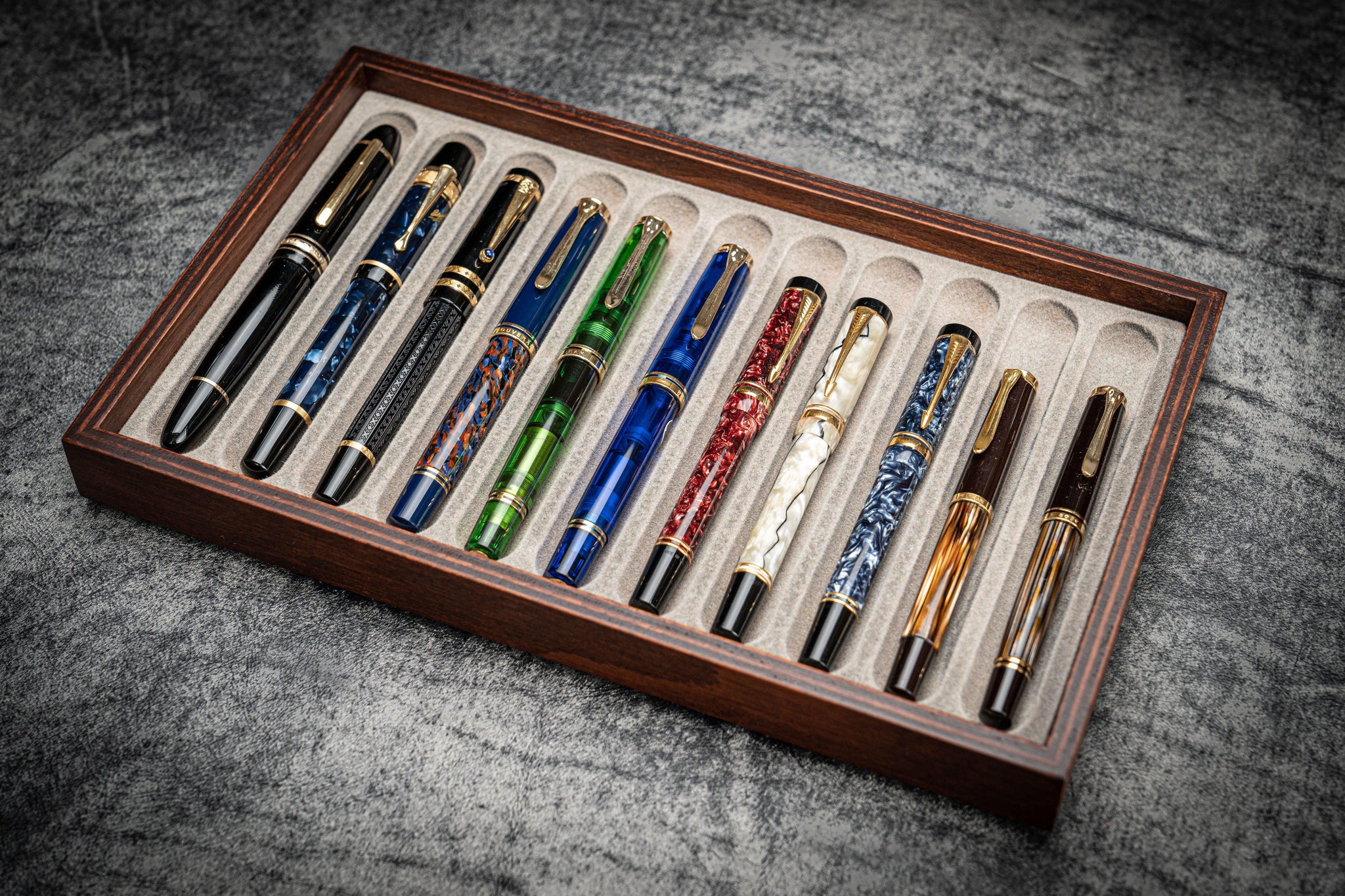 Stack & Store Wood Pen Display Box - Holds 11 Pens