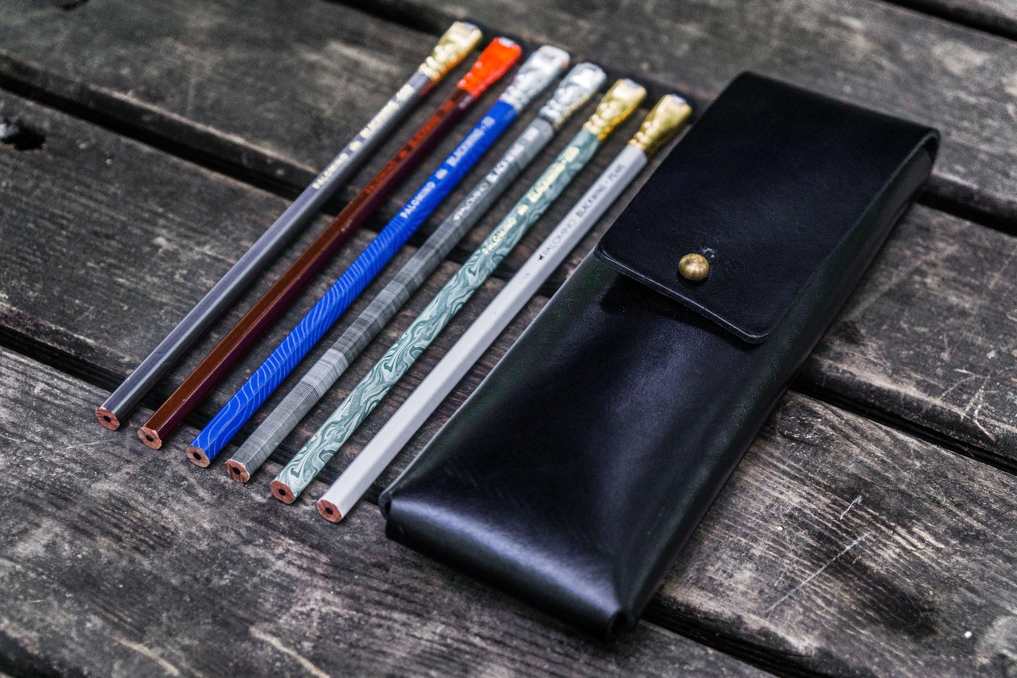 STOBOK Pencil Case Thin Leather Zipper Pen Case Pen Pouch Thin Pencil Case  Genuine Leather Pencil Case Small Pencil Case Fountain Pen Case Pen Holder