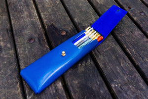 The Charcoal Leather Pencil Case for Blackwing Pencils - Blue-Galen Leather