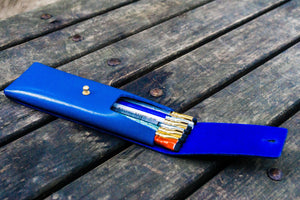 The Charcoal Leather Pencil Case for Blackwing Pencils - Blue-Galen Leather