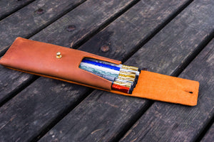 The Charcoal Leather Pencil Case for Blackwing Pencils - Crazy Horse Tan-Galen Leather