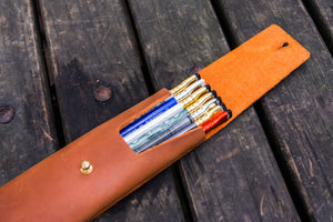 The Charcoal Leather Pencil Case for Blackwing Pencils - Crazy Horse Tan-Galen Leather