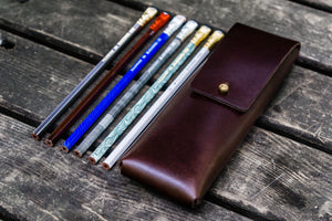 The Charcoal Leather Pencil Case for Blackwing Pencils - Dark Brown-Galen Leather