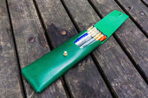 The Charcoal Leather Pencil Case for Blackwing Pencils - Green-Galen Leather