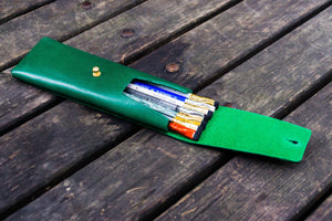 The Charcoal Leather Pencil Case for Blackwing Pencils - Green-Galen Leather