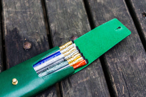The Charcoal Leather Pencil Case for Blackwing Pencils - Green-Galen Leather