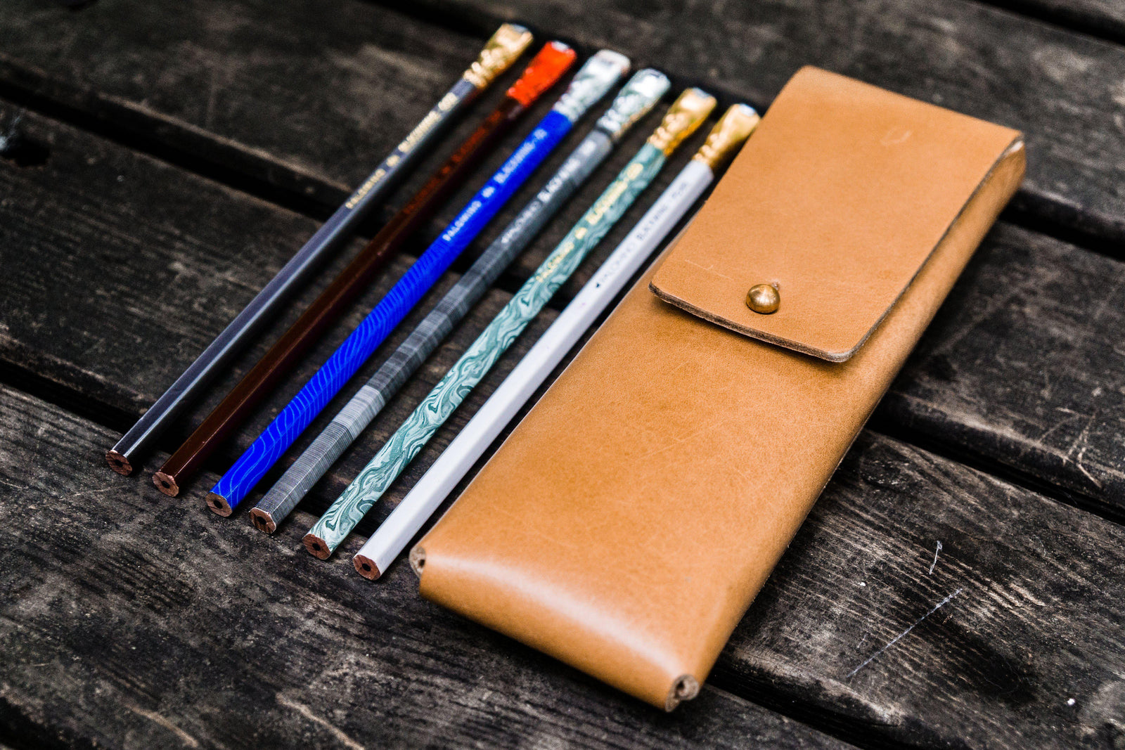 The Charcoal Leather Pencil Case for Blackwing Pencils - Natural-Galen Leather