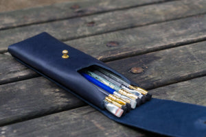 The Charcoal Leather Pencil Case for Blackwing Pencils - Navy Blue-Galen Leather