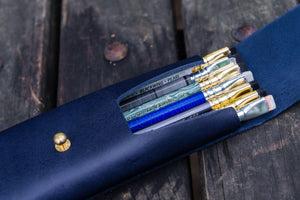 The Charcoal Leather Pencil Case for Blackwing Pencils - Navy Blue-Galen Leather