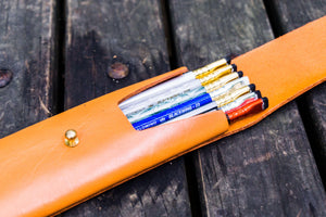The Charcoal Leather Pencil Case for Blackwing Pencils - Orange-Galen Leather