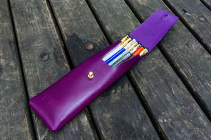 The Charcoal Leather Pencil Case for Blackwing Pencils - Purple-Galen Leather