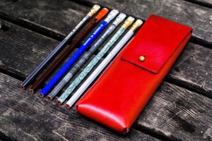The Charcoal Leather Pencil Case for Blackwing Pencils - Red-Galen Leather