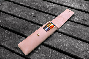 The Charcoal Leather Pencil Case for Blackwing Pencils - Undyed Leather-Galen Leather