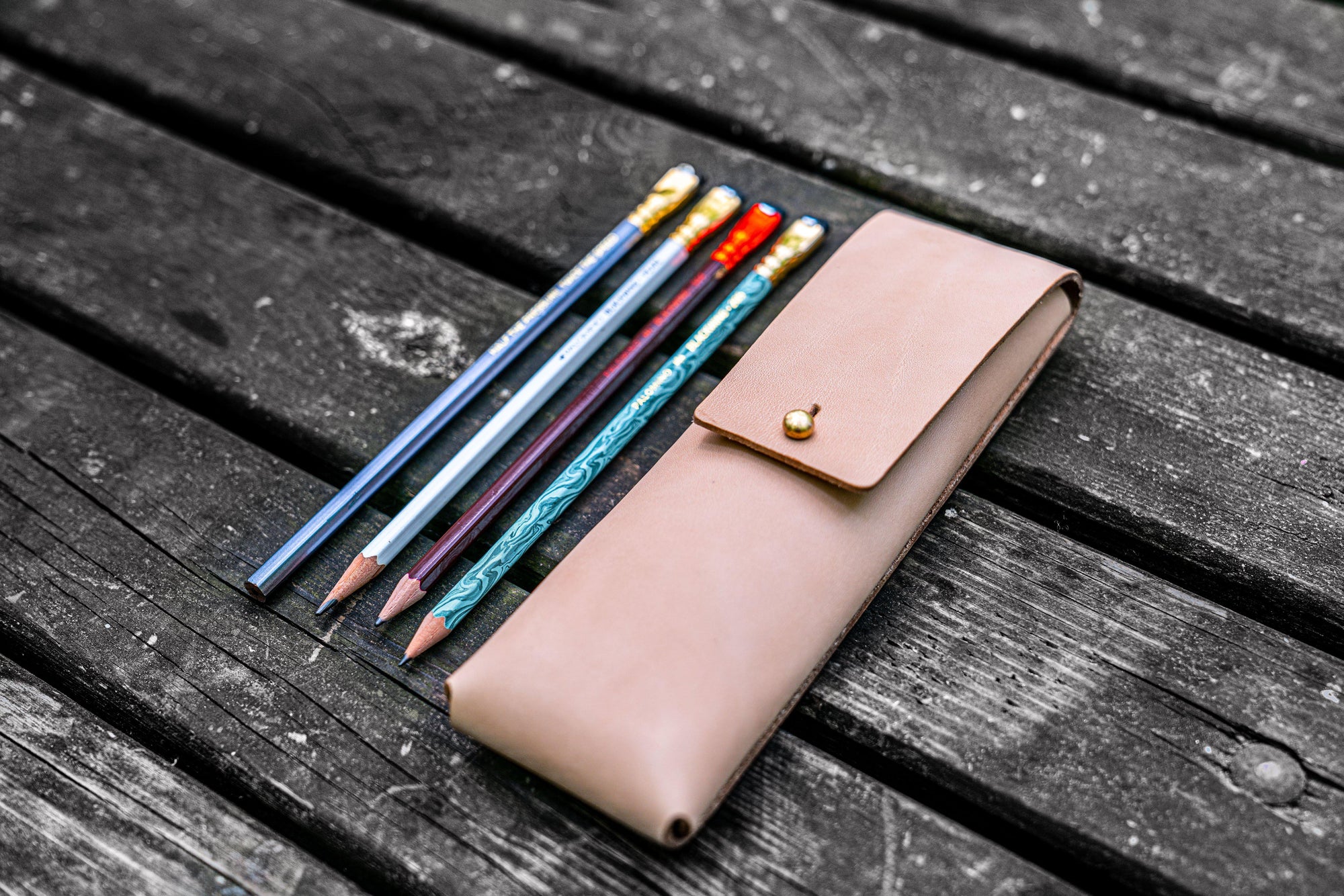 The Charcoal Leather Pencil Case for Blackwing Pencils - Undyed Leather-Galen Leather