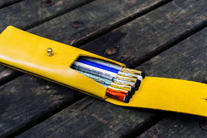 The Charcoal Leather Pencil Case for Blackwing Pencils - Yellow-Galen Leather