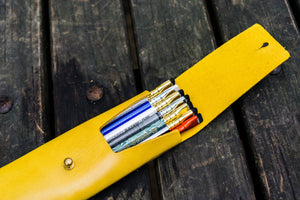 The Charcoal Leather Pencil Case for Blackwing Pencils - Yellow-Galen Leather