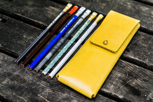 The Charcoal Leather Pencil Case for Blackwing Pencils - Yellow-Galen Leather