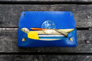 The Student Leather Pencil Case - Blue-Galen Leather