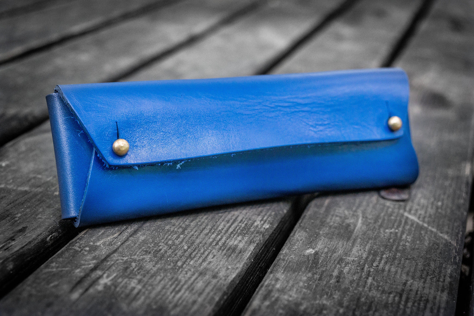The Student Leather Pencil Case - Blue-Galen Leather