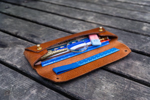 The Student Leather Pencil Case - Brown-Galen Leather