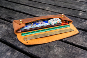 The Student Leather Pencil Case - Crazy Horse Tan-Galen Leather