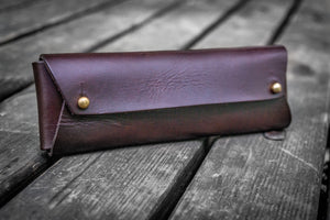 The Student Leather Pencil Case - Dark Brown-Galen Leather