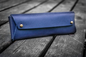 The Student Leather Pencil Case - Navy Blue-Galen Leather