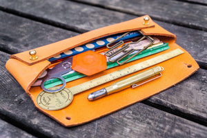 The Student Leather Pencil Case - Orange-Galen Leather