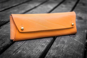 The Student Leather Pencil Case - Orange-Galen Leather