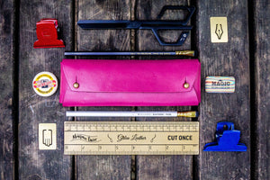 The Student Leather Pencil Case - Pink-Galen Leather
