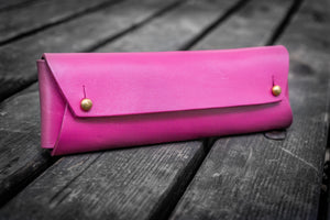 The Student Leather Pencil Case - Pink-Galen Leather