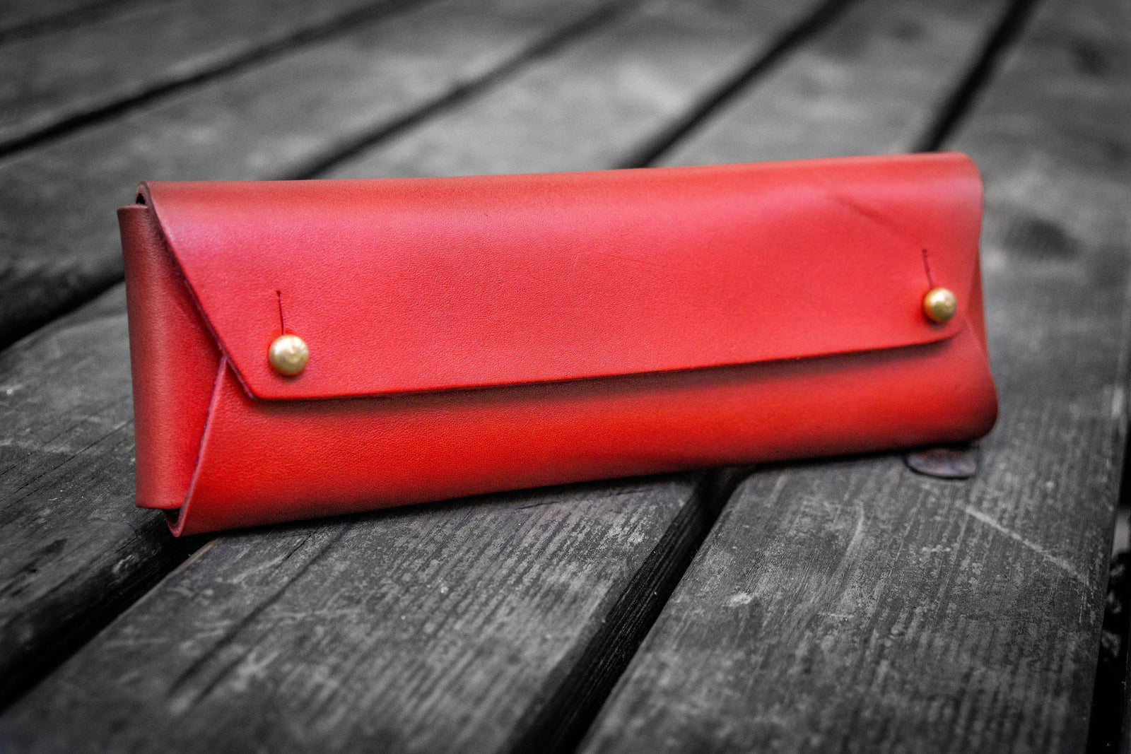 Wholesale Stylish Black And Red PU Leather Thin Pencil Case With
