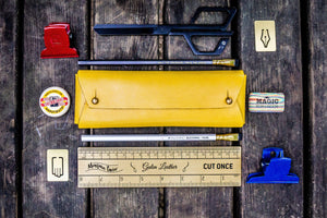 The Student Leather Pencil Case - Yellow-Galen Leather