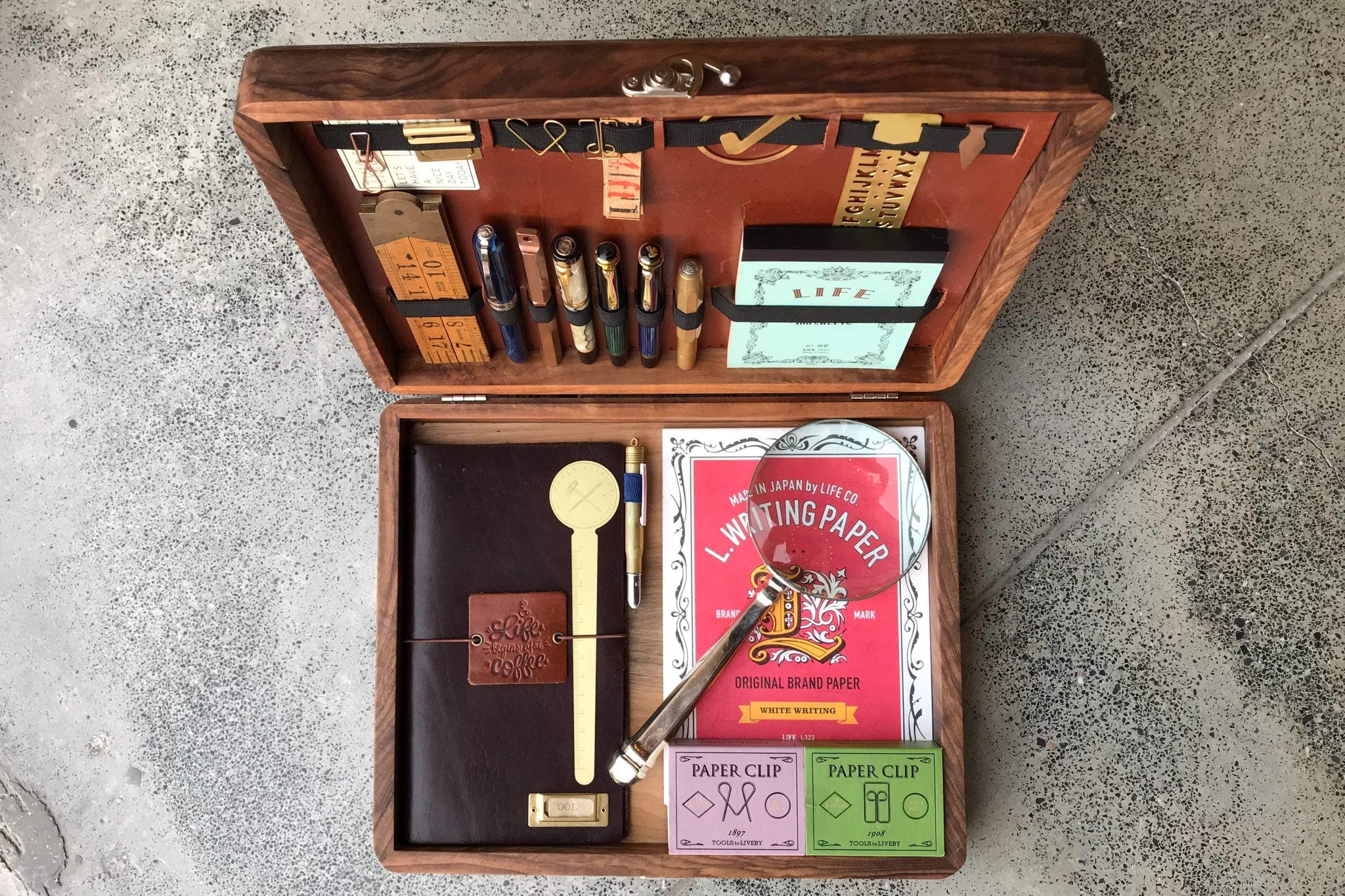 The Writing Box - Portable Wooden Writing Desk - Galen Leather