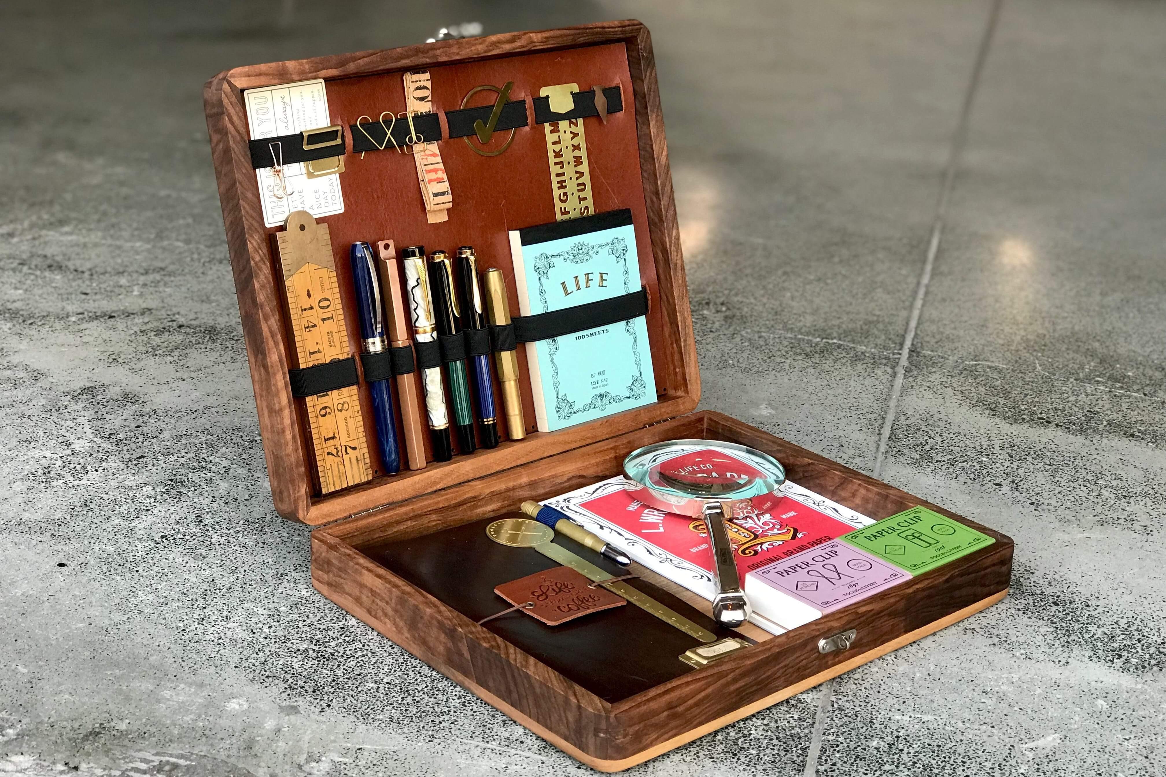 Rectangular Writing Box The Writing Box - Portable Wooden Writing Desk - Galen Leather