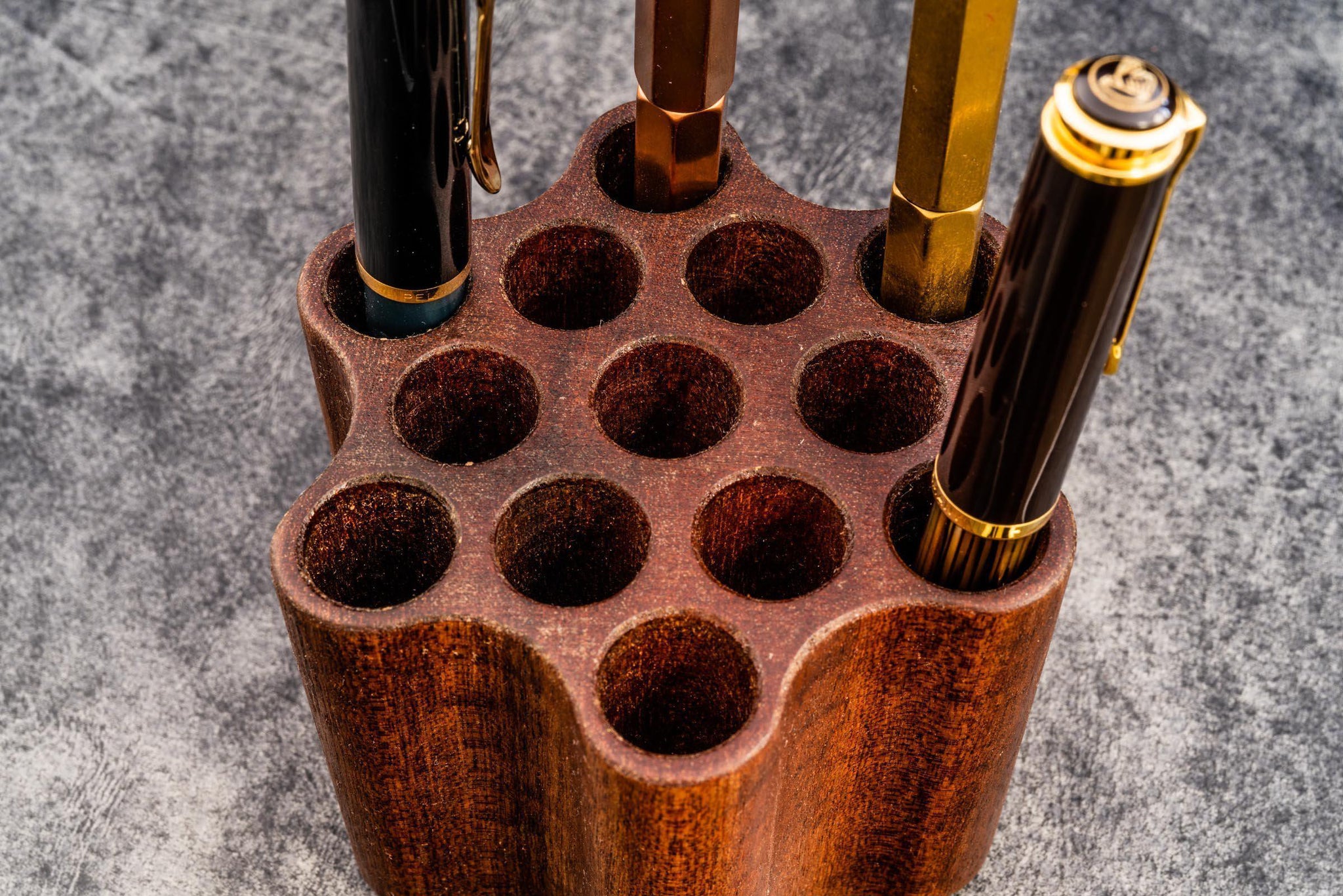 100% Hand Crafted Wooden Pen & Brush Holder - Galen Leather
