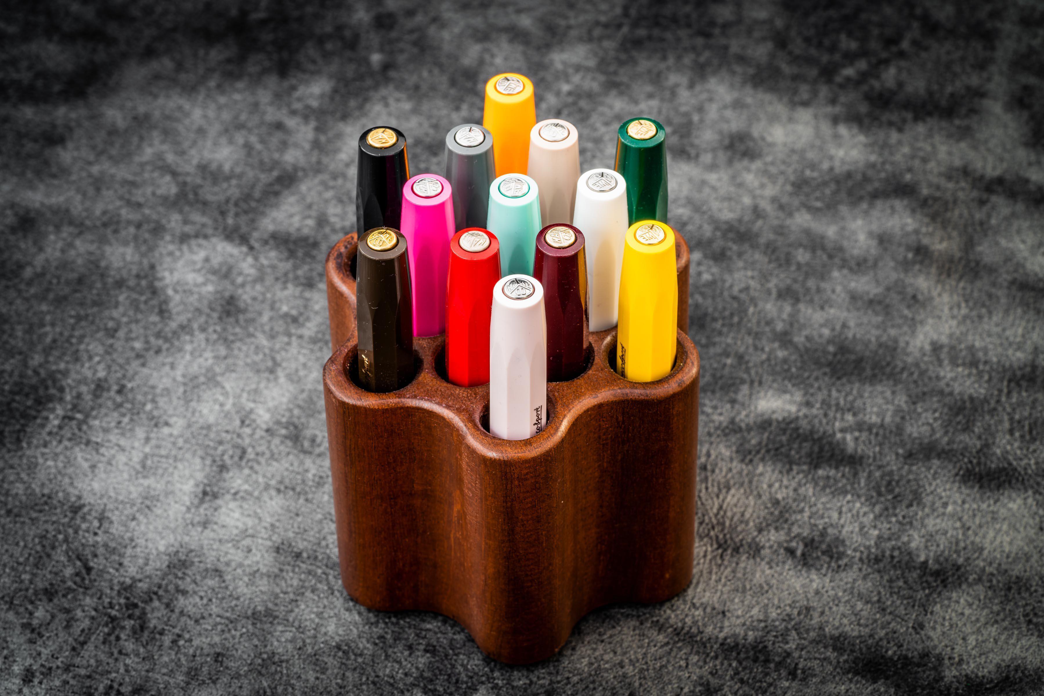 100% Hand Crafted Wooden Pen & Brush Holder - Galen Leather