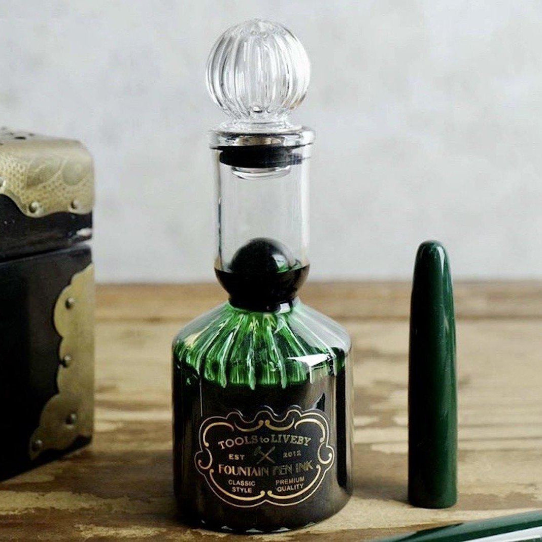 TOOLS to LIVEBY Fountain Pen Ink in a Handmade Glass Botlle - Galen Leather