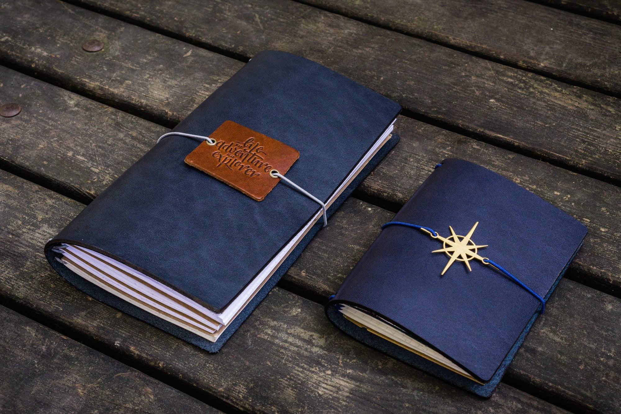 Traveler's Notebook Leather Cover - Navy Blue-Galen Leather