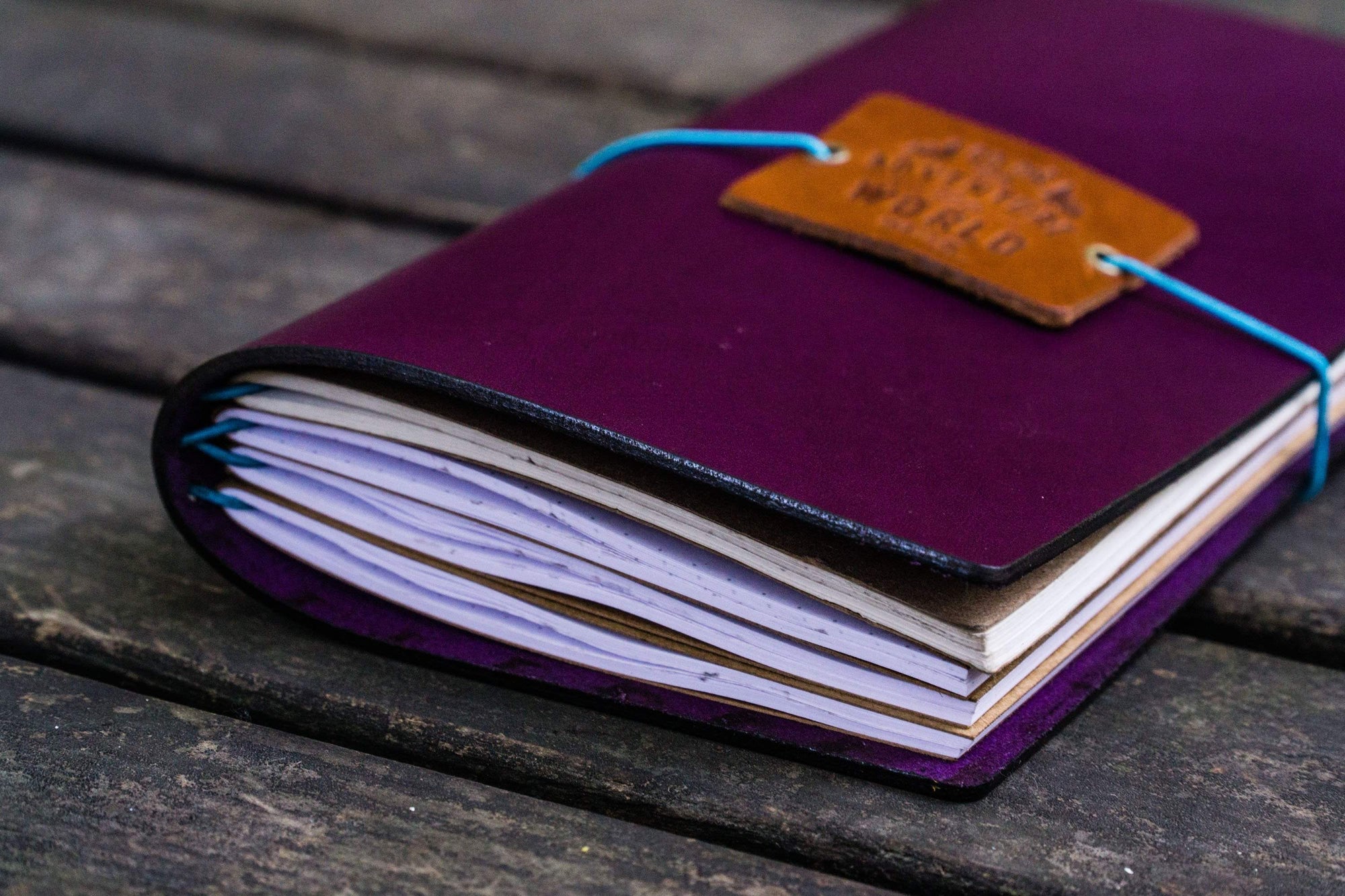 Handmade Traveler's Notebook Leather Cover Purple Galen Leather