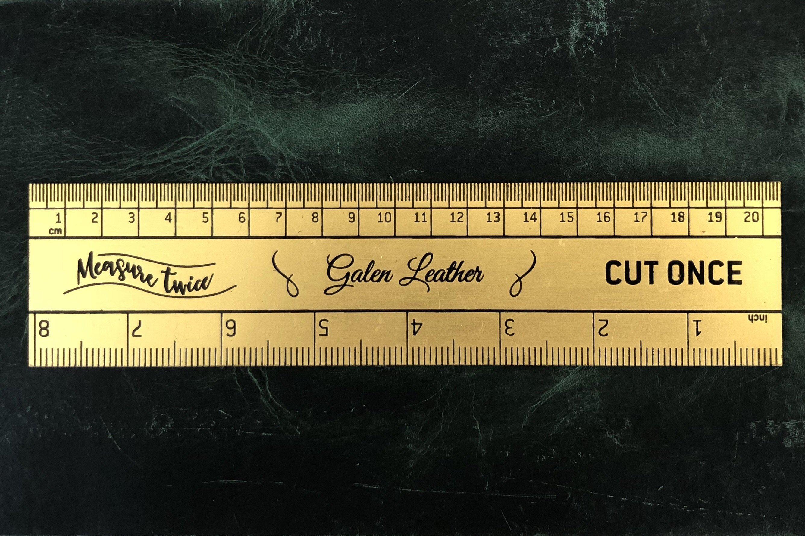 Vintage Brass Ruler - Imperial & Metric Measurements - Galen Leather